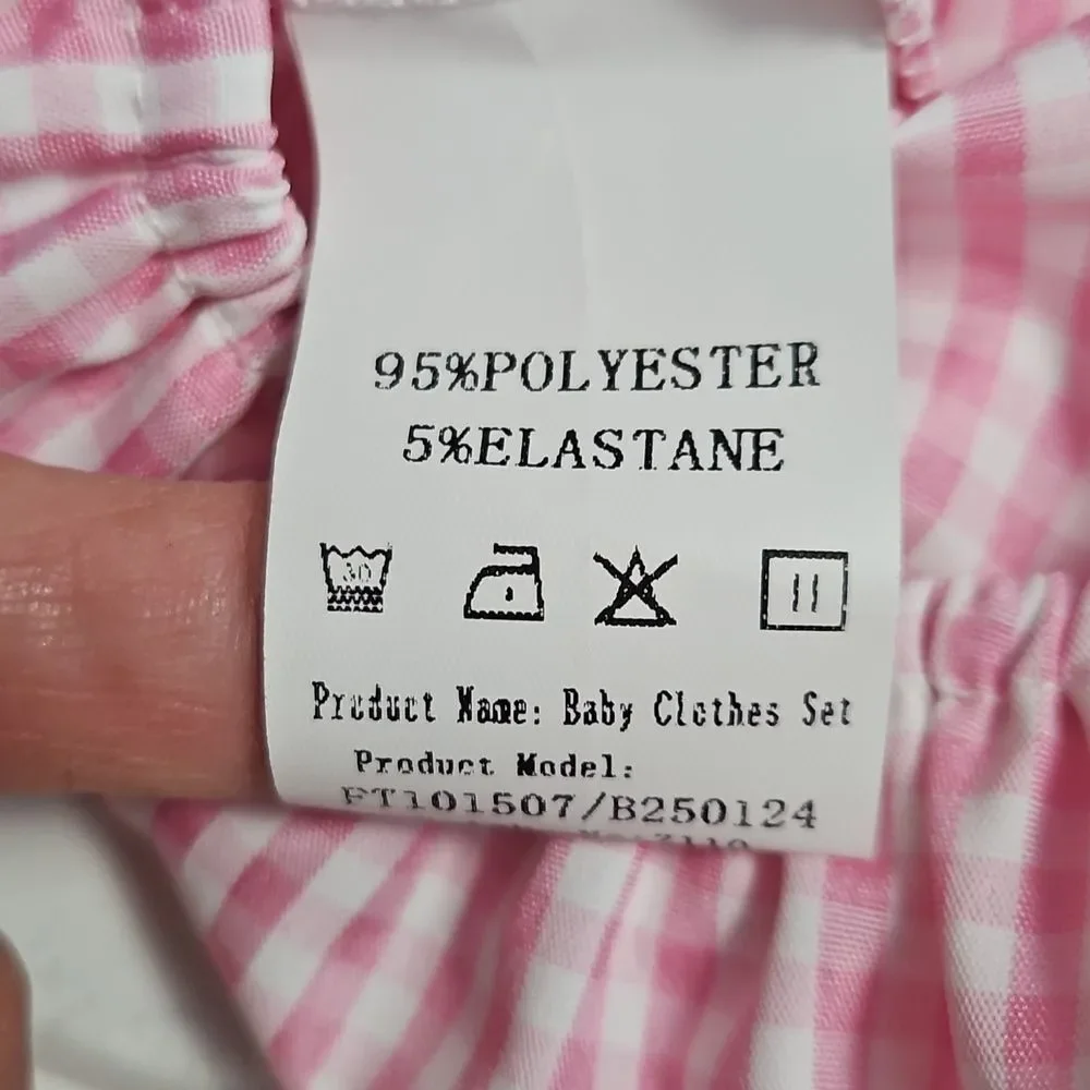Pink And White Gingham Embroidered Romper Size 12-18 Months